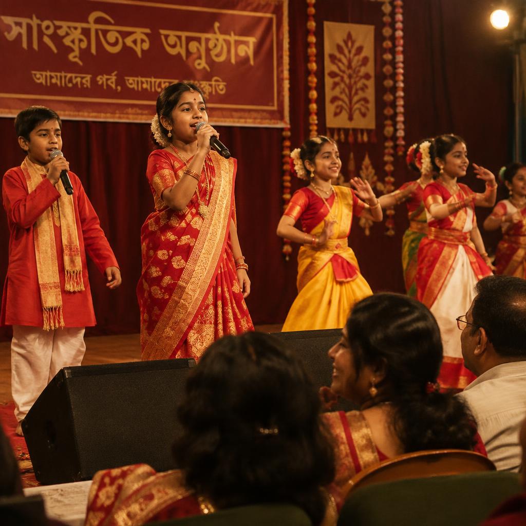 Children performing on the Oikotan stage