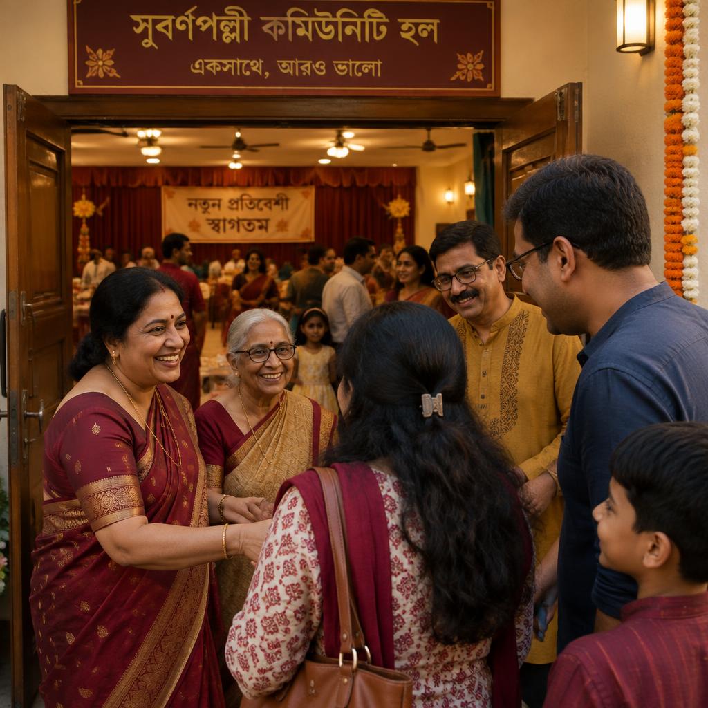 New members being welcomed at the community hall